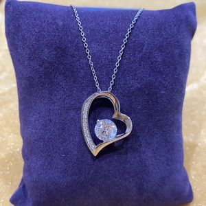 925 Sterling Silver CZ Open Heart Necklace 18”